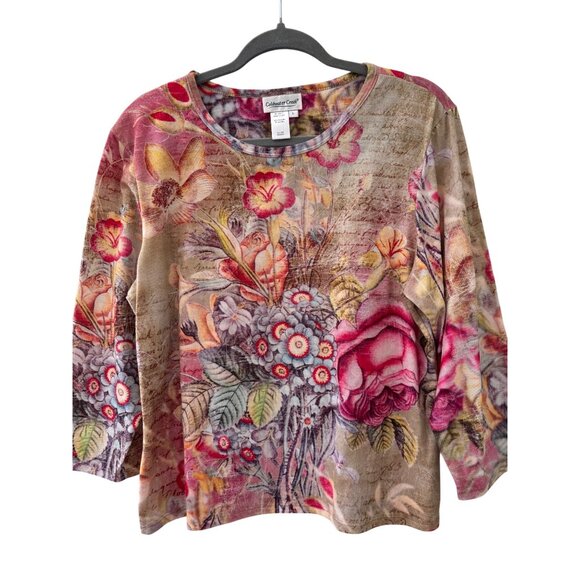 Coldwater Creek Floral Print Womens Long Sleeve Top L Fairy Bohemian - Picture 9 of 10